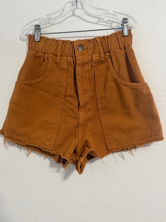 FARM Rio Pants - FARM Rio Burnt Orange High Waisted Paperbag Denim Shorts - Size 36 (US XS/S)